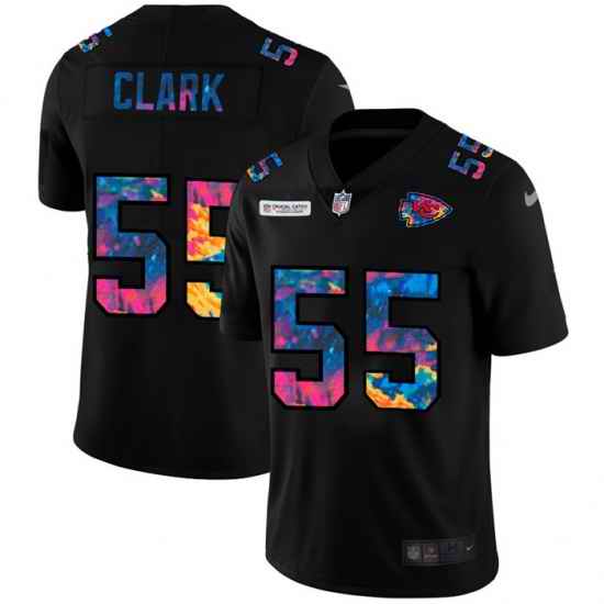 Kansas City Chiefs 55 Frank Clark Men Nike Multi Color Black 2020 NFL Crucial Catch Vapor Untouchable Limited Jersey